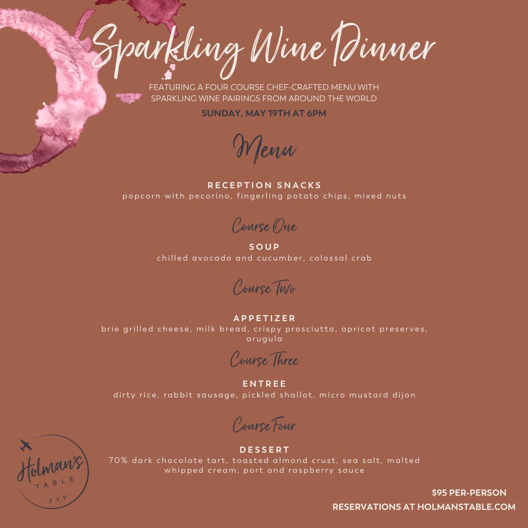 Sparkling Wine Dinner, May 19th, 2024