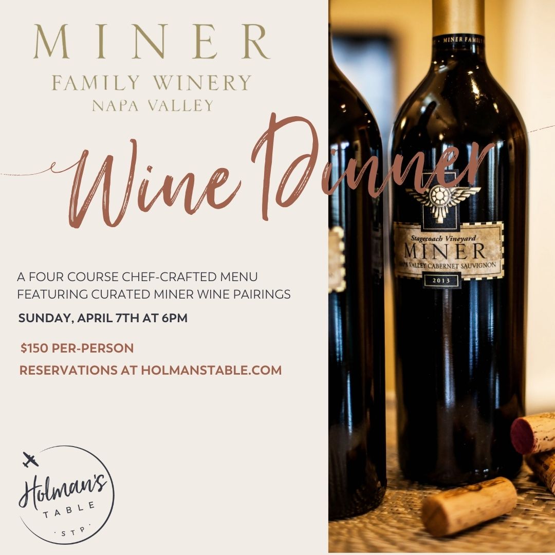 Miner Wine Dinner, April 7th, 2024