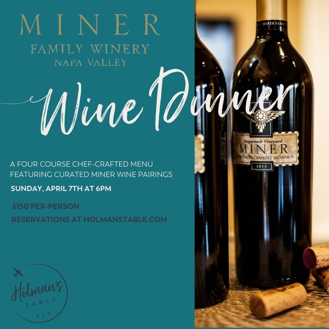 Miner Wine Dinner, April 7th, 2024